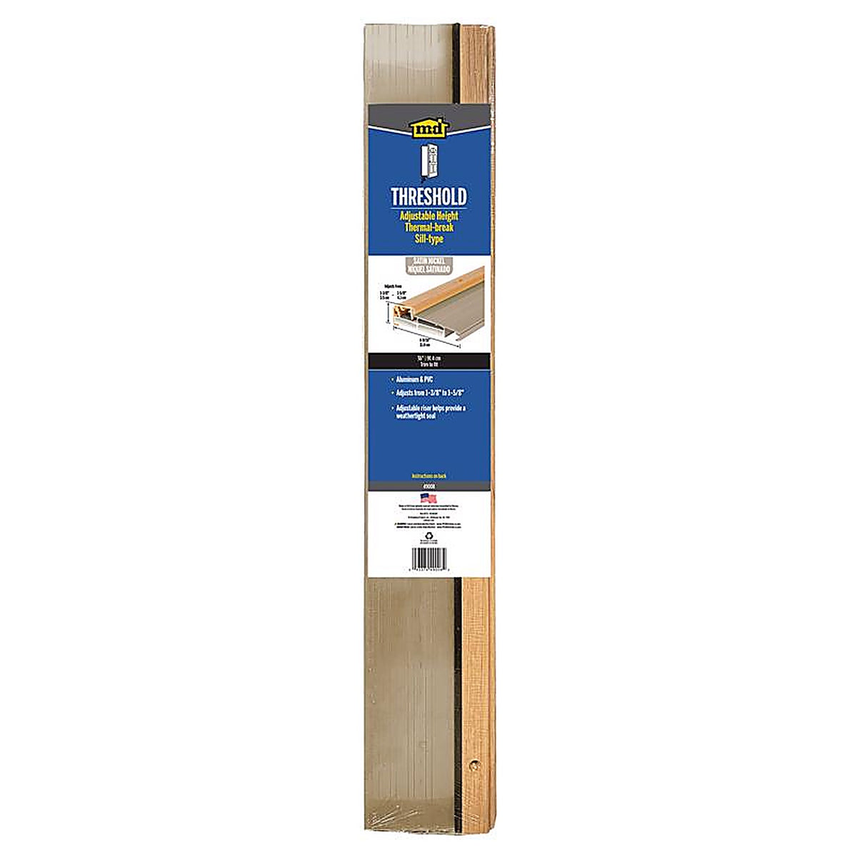 M-D 49008 0.63 in. H x 3.5 in. W x 36 in. L Satin Nickel Aluminum Thermal Break Threshold