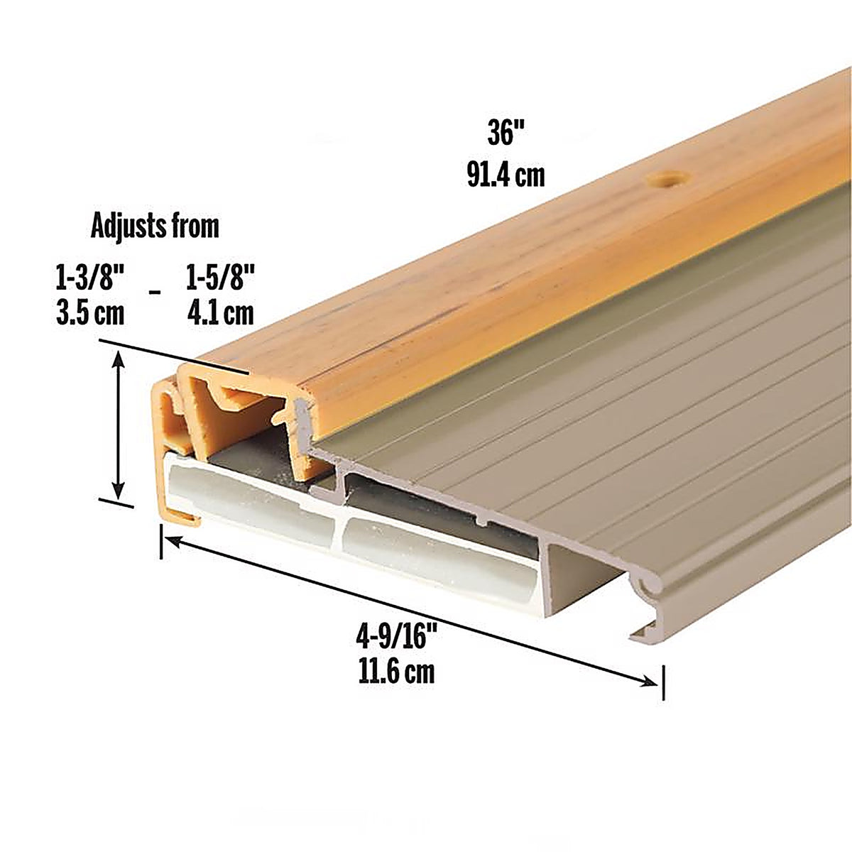 M-D 49008 0.63 in. H x 3.5 in. W x 36 in. L Satin Nickel Aluminum Thermal Break Threshold
