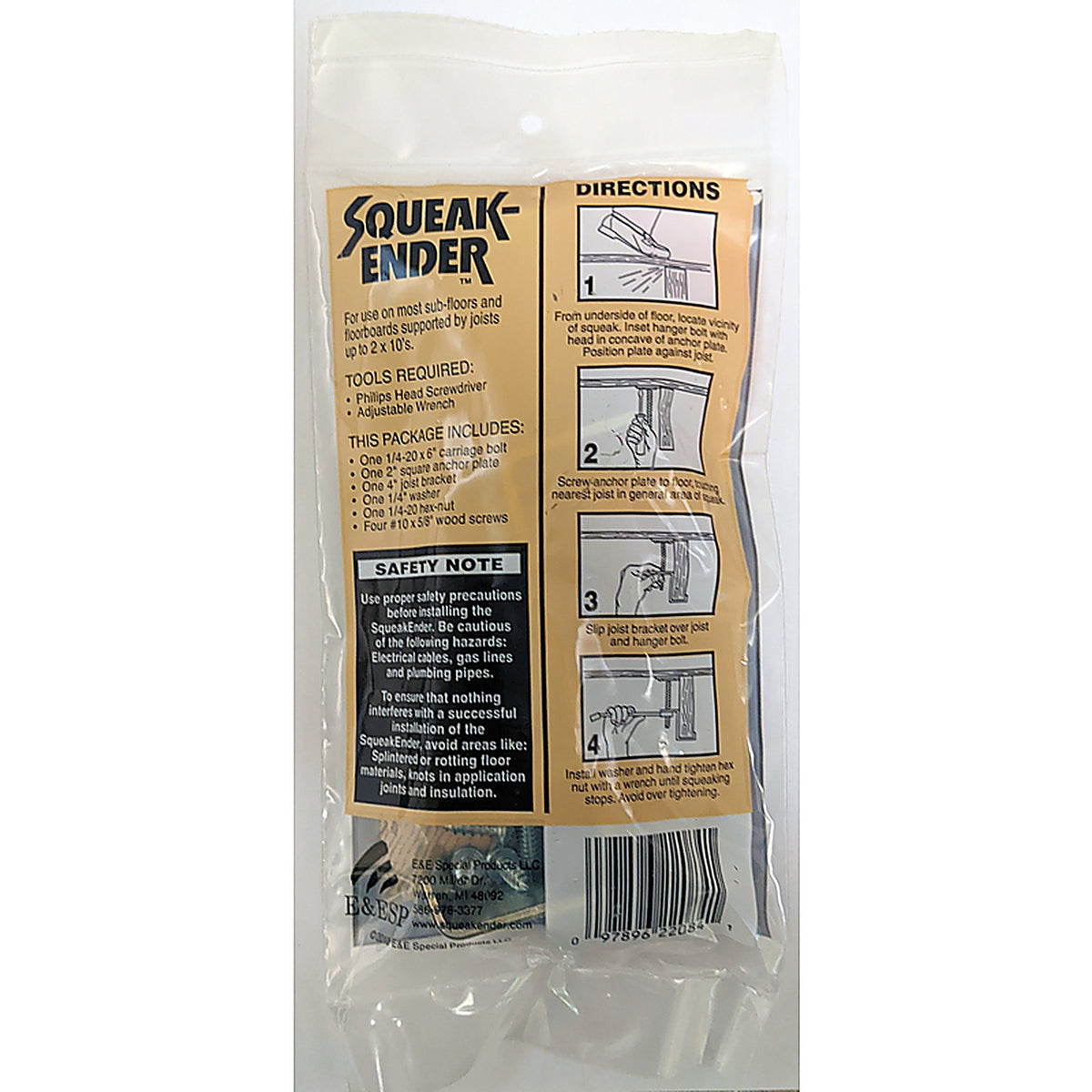 Squeak-Ender - E-2084 - 6 In. L Phillips Square Head Fine Floor Squeak Eliminator