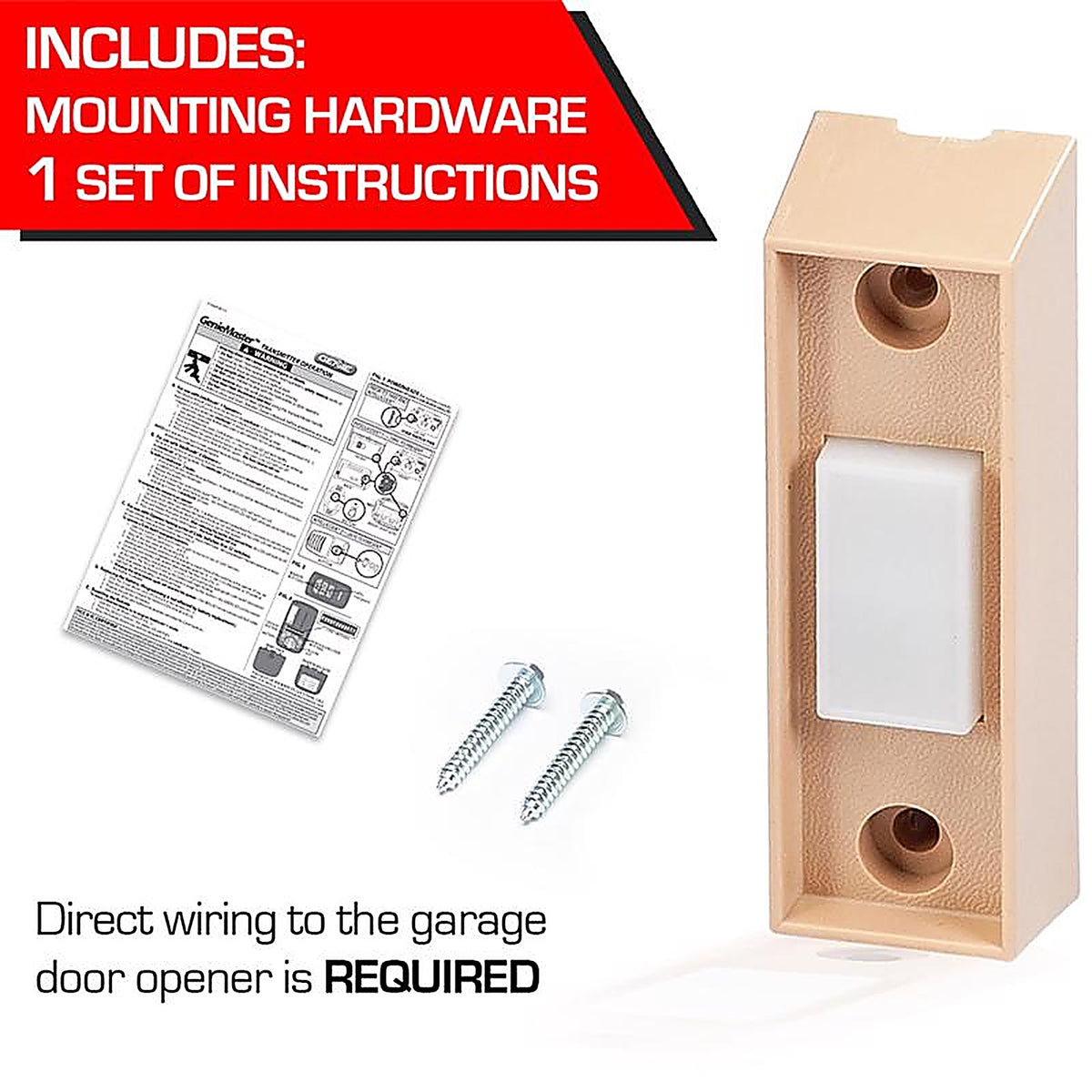 Genie - 37644R - 1 Door Universal Wall Push Button for Garage Doors