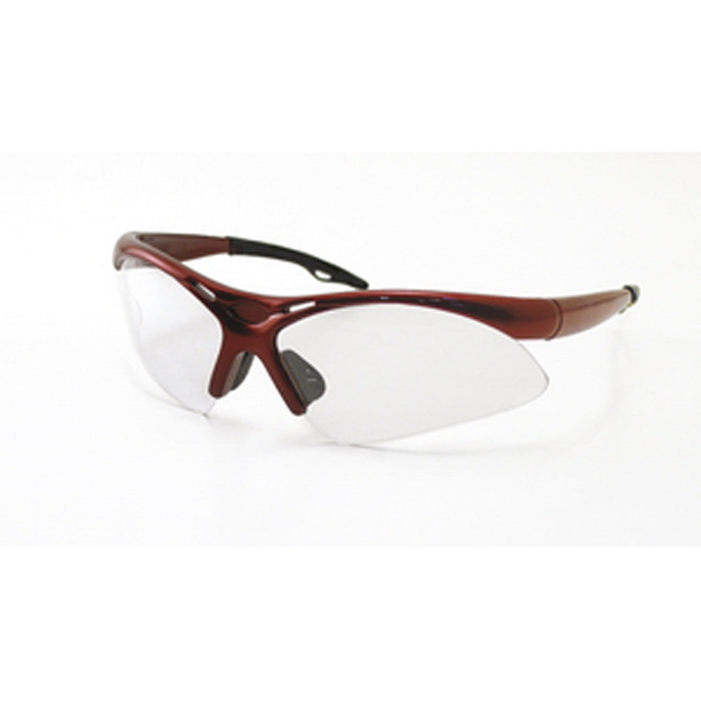SAS Safety 540-0000 DIAMONDBACK Eyewear Clear Lens, Red Frame w Polybag