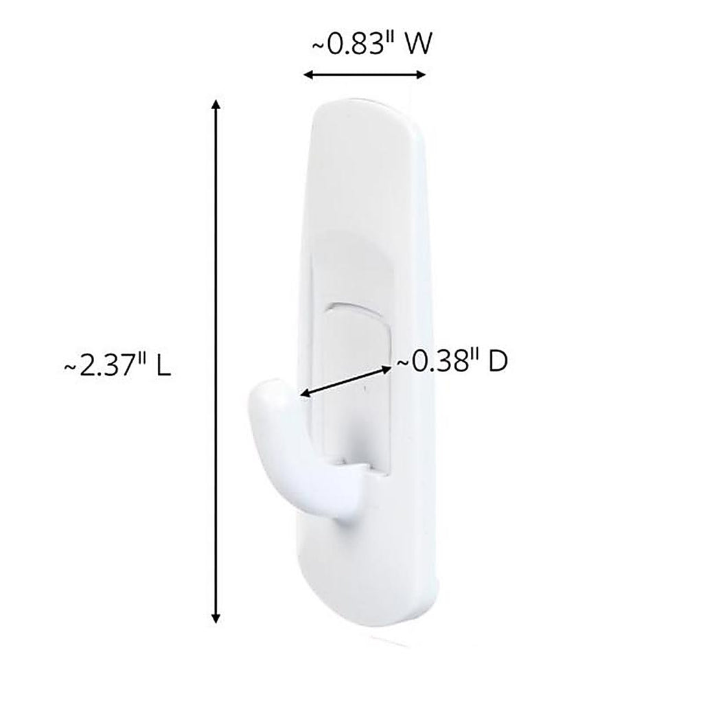 3M 17002-6ES Command Small Plastic Hook 2-3/8 in. L 6/Pack