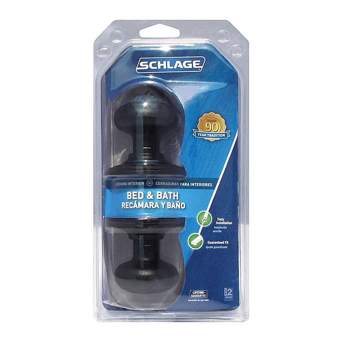 Schlage F40VGEO716 Georgian Aged Bronze Privacy Lockset ANSI Grade 2 1-3/4 in.