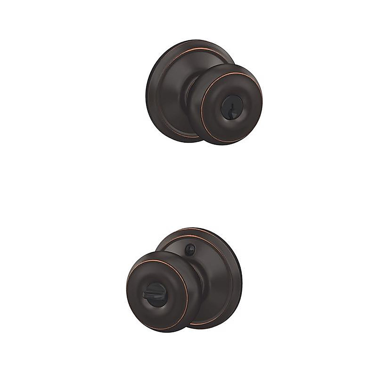 Schlage F51VGEO716 Georgian Aged Bronze Entry Lockset ANSI Grade 2 1-3/4 in.
