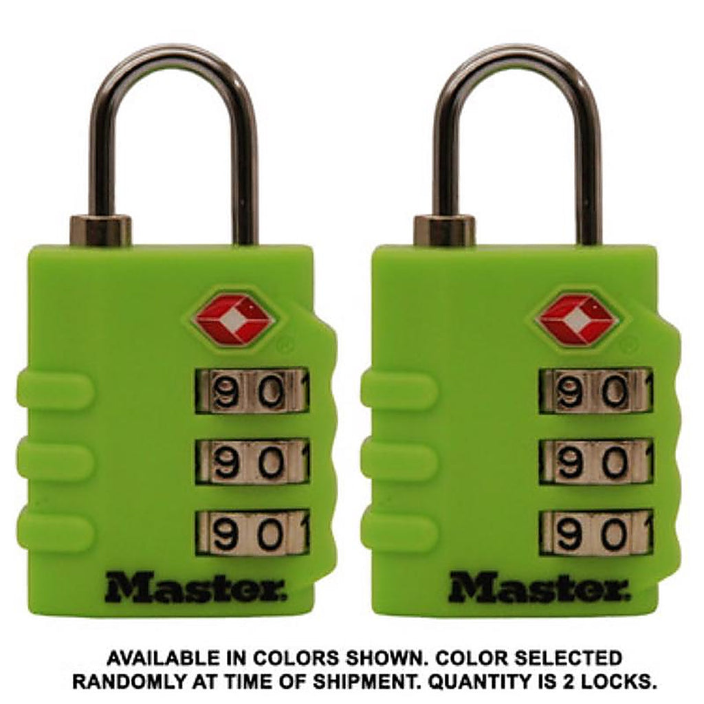 Master Lock - 4684T - 1-9/16 In. H X 5/8 In. W X 1-3/8 In. L Vinyl/Steel 3-Dial Combination Luggage Lock