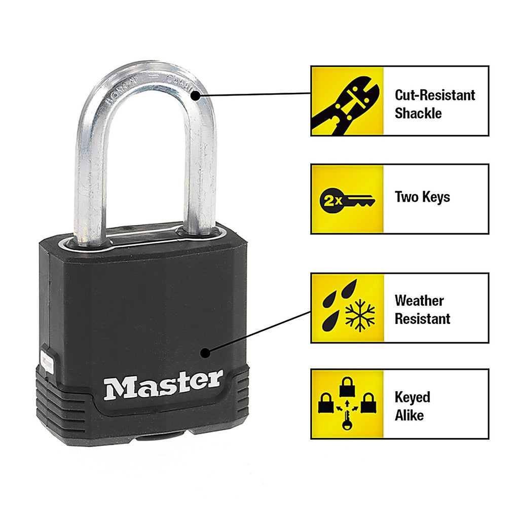 Master Lock - M115XTRILFCCSEN - Magnum 1-7/8 In. H X 1-3/16 In. W X 1-3/4 In. L Steel Ball Bearing Outdoor Padlock
