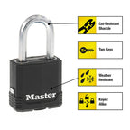 Master Lock - M115XTRILFCCSEN - Magnum 1-7/8 In. H X 1-3/16 In. W X 1-3/4 In. L Steel Ball Bearing Outdoor Padlock