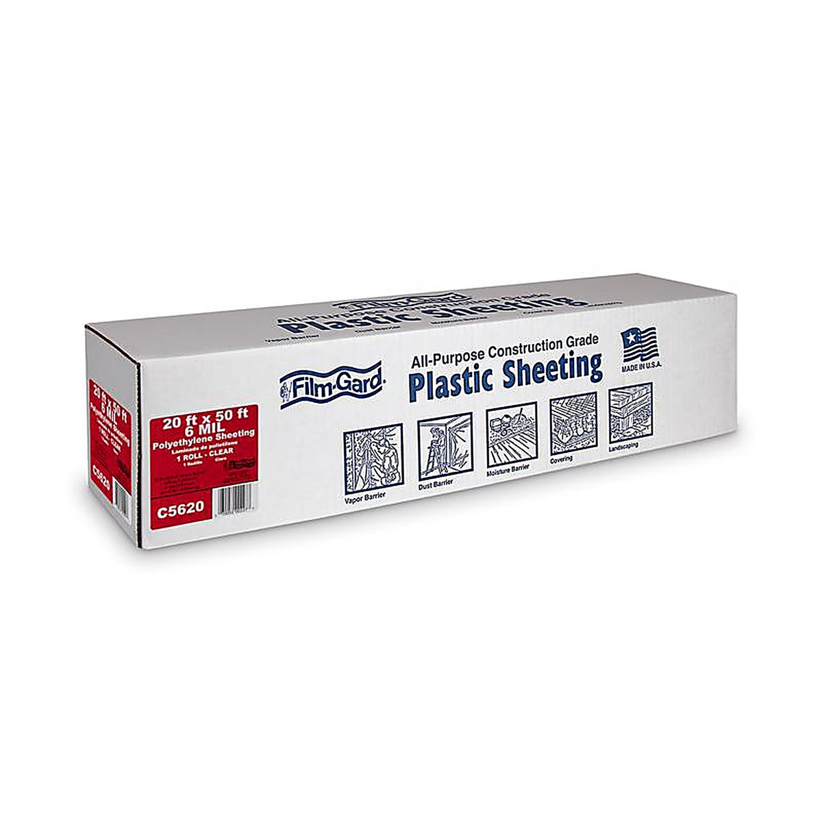 Film-Gard - 626058 - Plastic Sheeting 6 Mil X 20 Ft. W X 50 Ft. L Polyethylene Clear 1 Pack