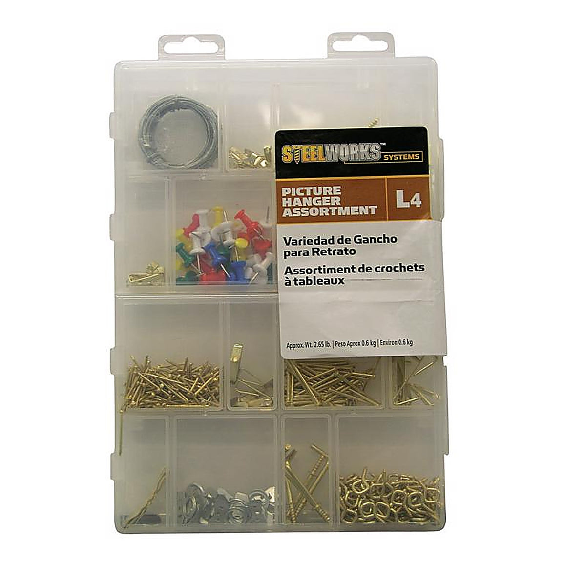Hillman 130278 STEELWORKS L4 Brass-Plated Assorted Picture Hanging Set 10 lb. 1/Pack