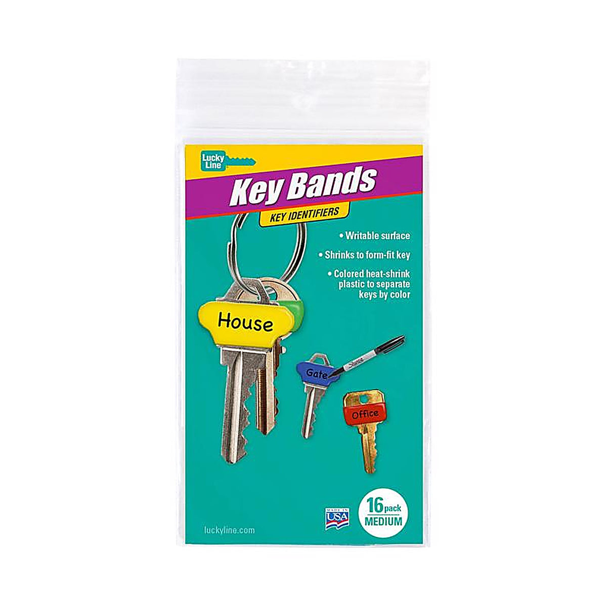 Lucky Line 17116 Plastic Assorted Key Sleeve, Medium 16/Pack