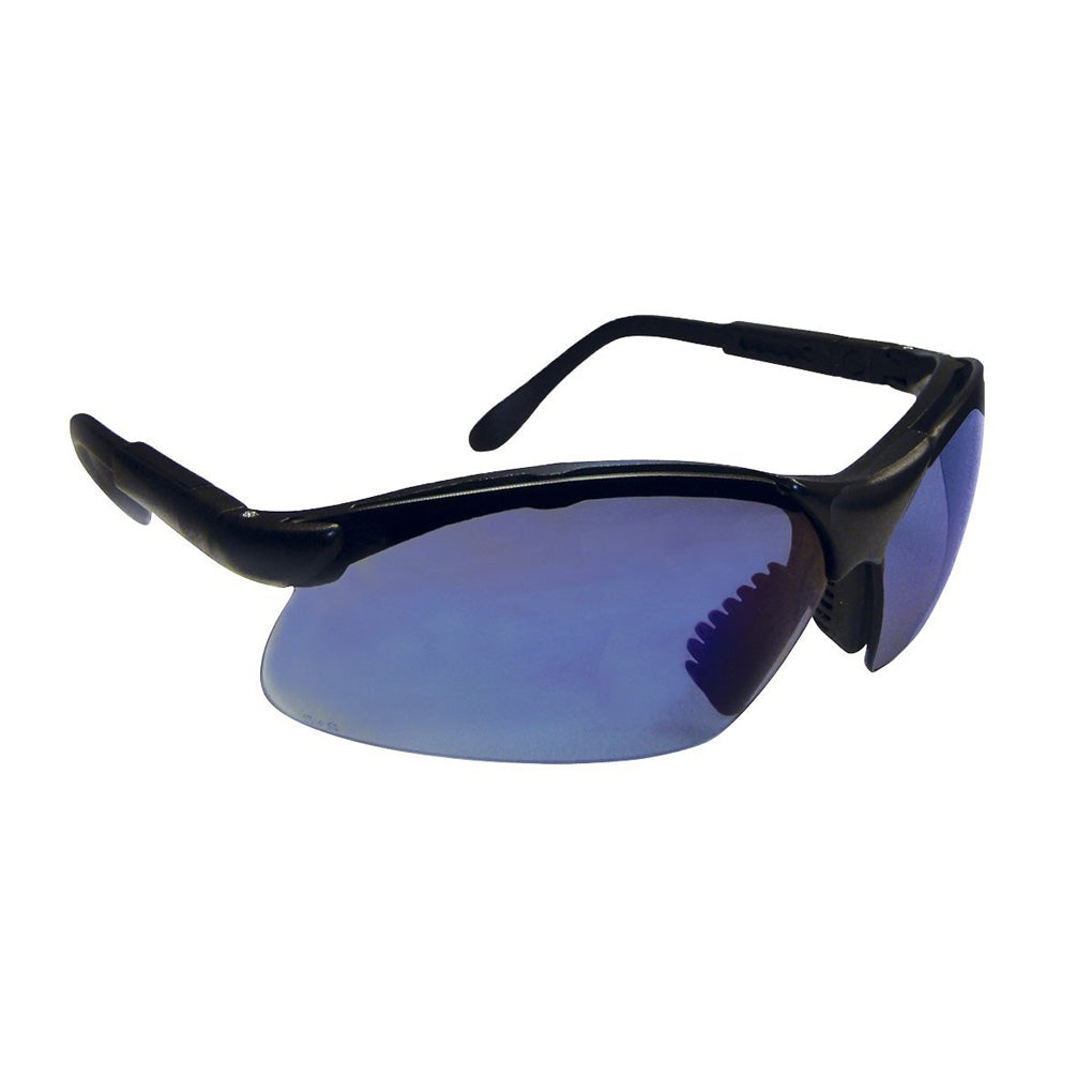 SAS Safety 541-0005 Sidewinder Eyewear with Polybag, Blue Mirror Lens/Black Frame