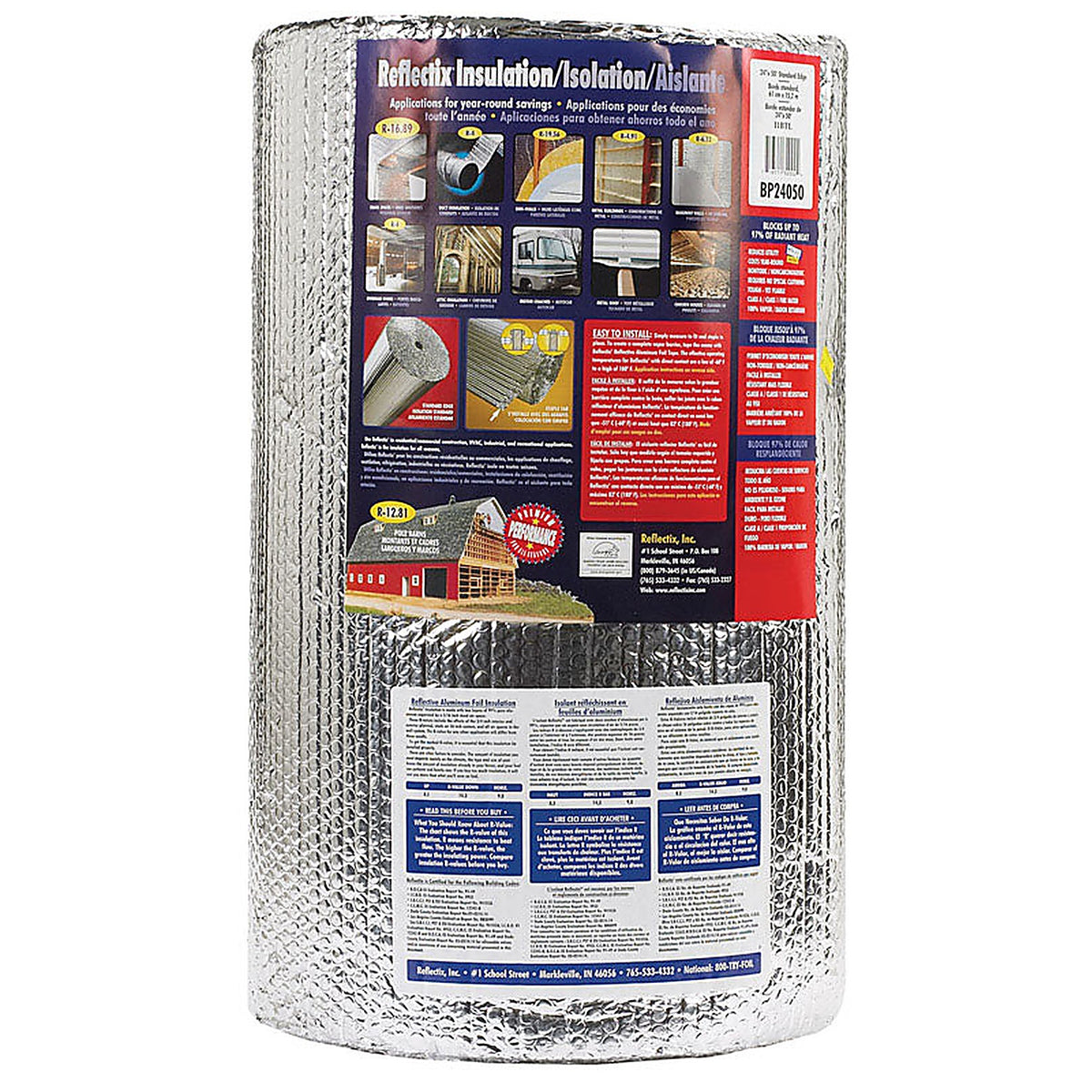 Reflectix - BP24050 - 24 In. W X 50 Ft. L X 0.3125 In. Up to 14.3 Reflective Radiant Barrier Insulation Roll 100