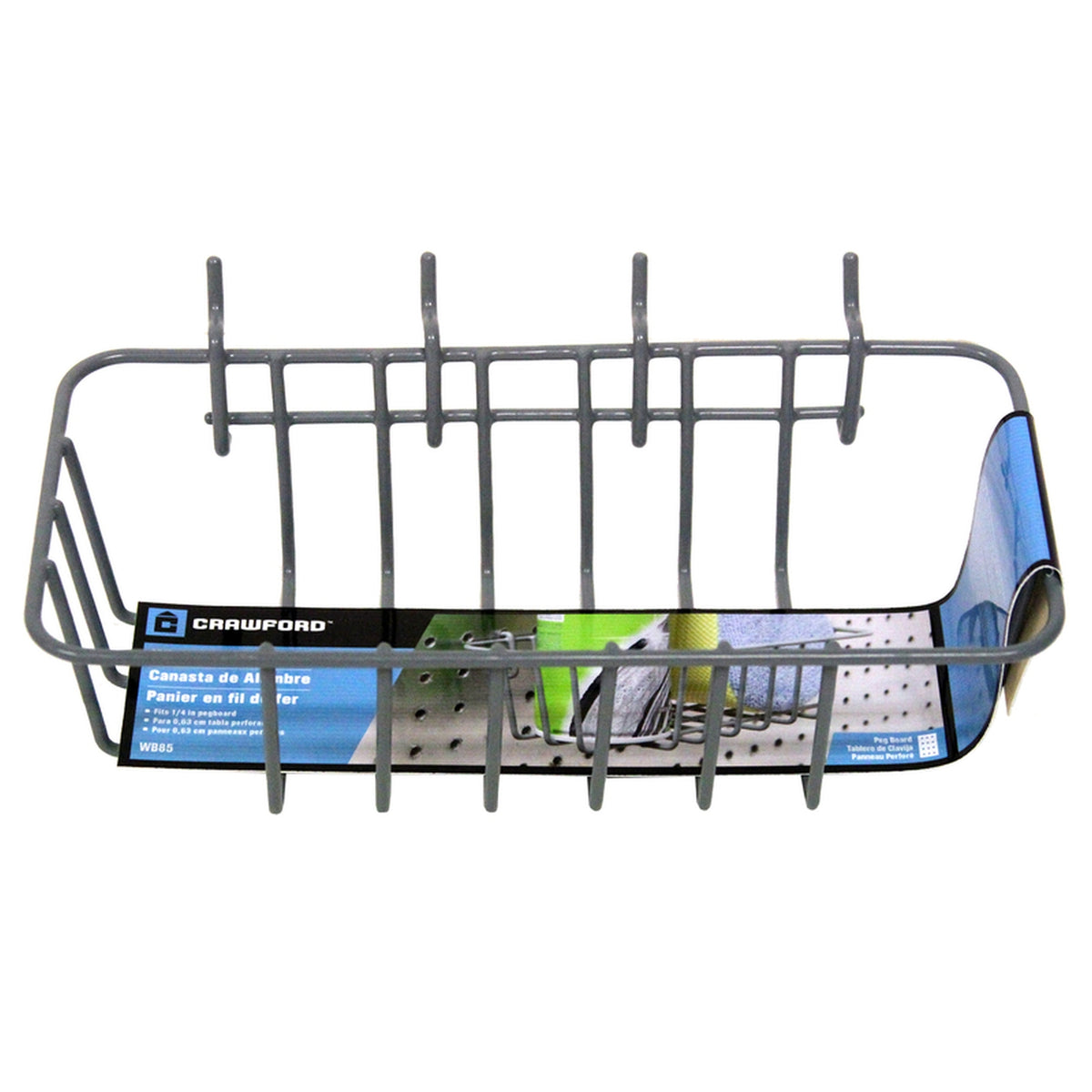 Crawford WB85 Gray Steel 4.1 in. Peggable Wire Basket 1/Pack