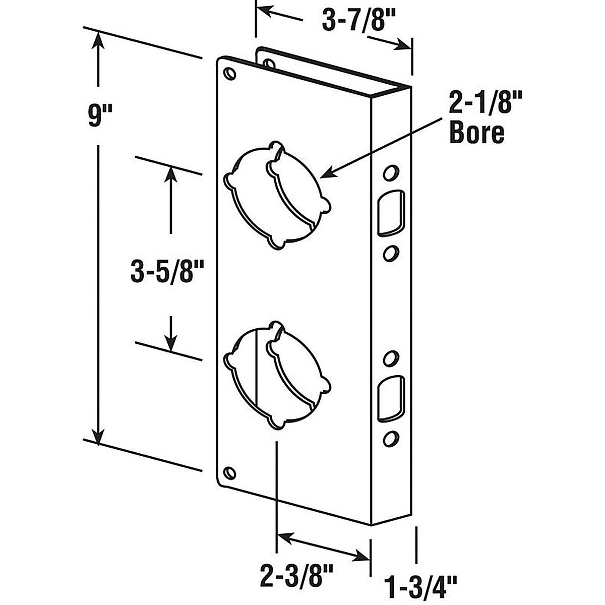 Prime-Line U9560 9 in. H x 3.875 in. L Brass-Plated Brass Brass Lock and Door Reinforcer