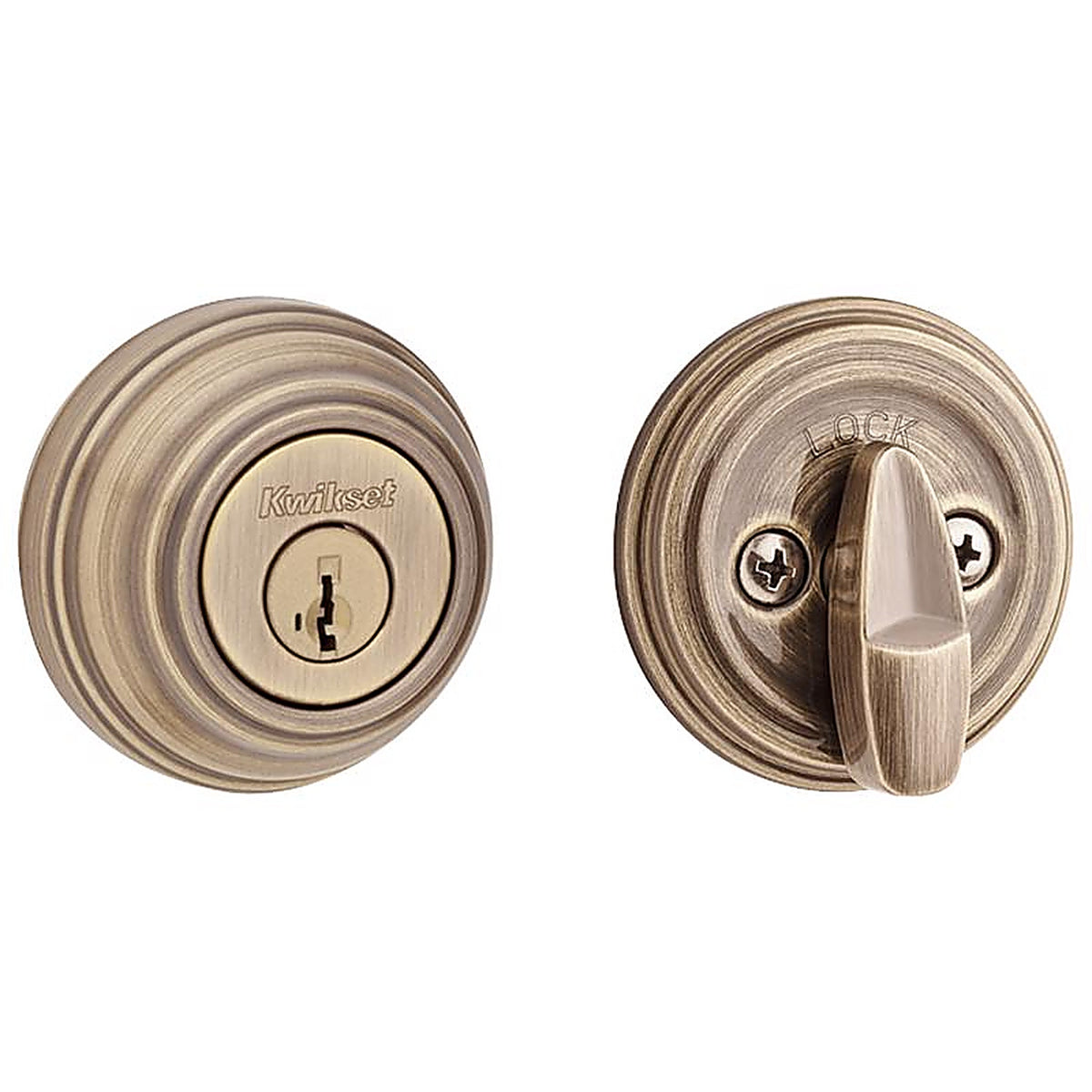 Kwikset 99800-121 SmartKey Antique Brass Metal Deadbolt