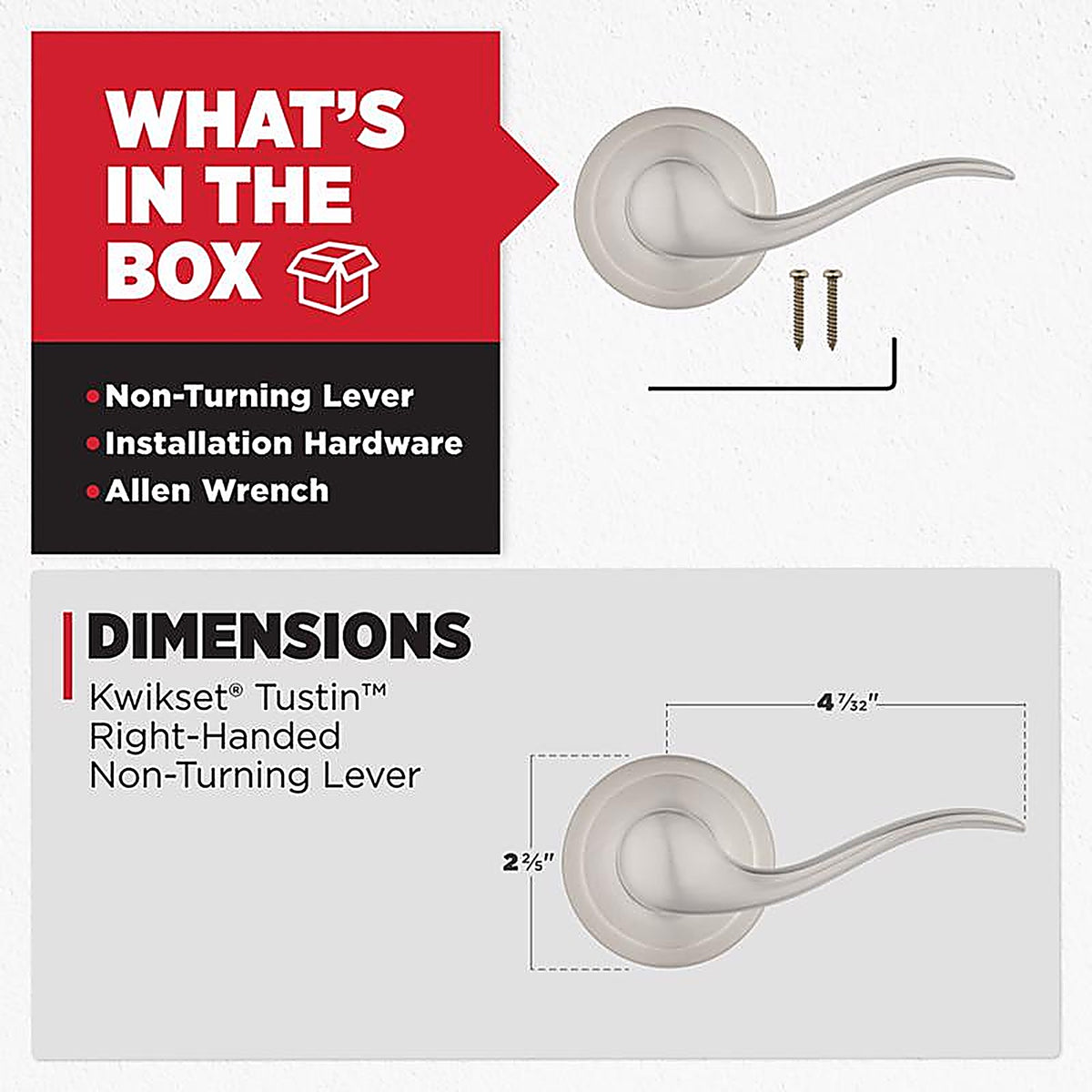 Kwikset - 97880-676 - Tustin Satin Nickel Dummy Lever Right Handed