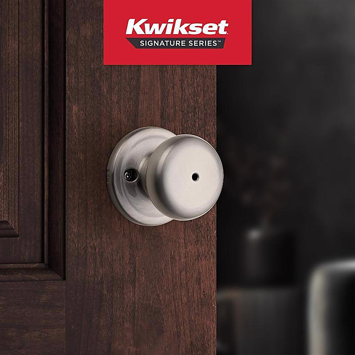Kwikset 97300-829 Juno Satin Nickel Privacy Lockset ANSI/BHMA Grade 2 1-3/4 in.