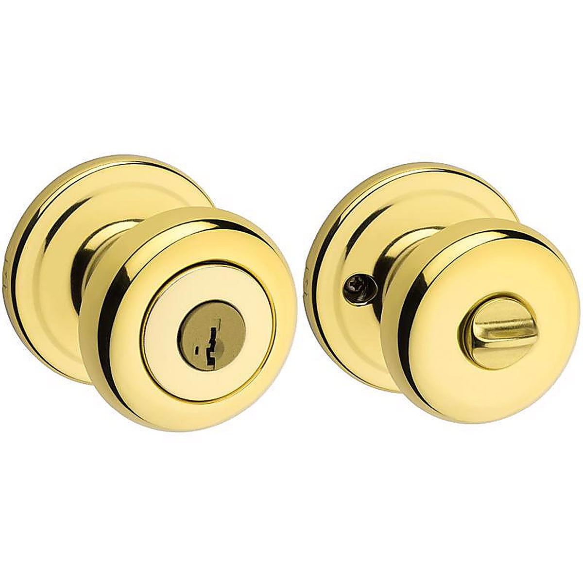 Kwikset 97402-734 SmartKey Juno Polished Brass Entry Lockset ANSI/BHMA Grade 2 KW1 1-3/4 in.