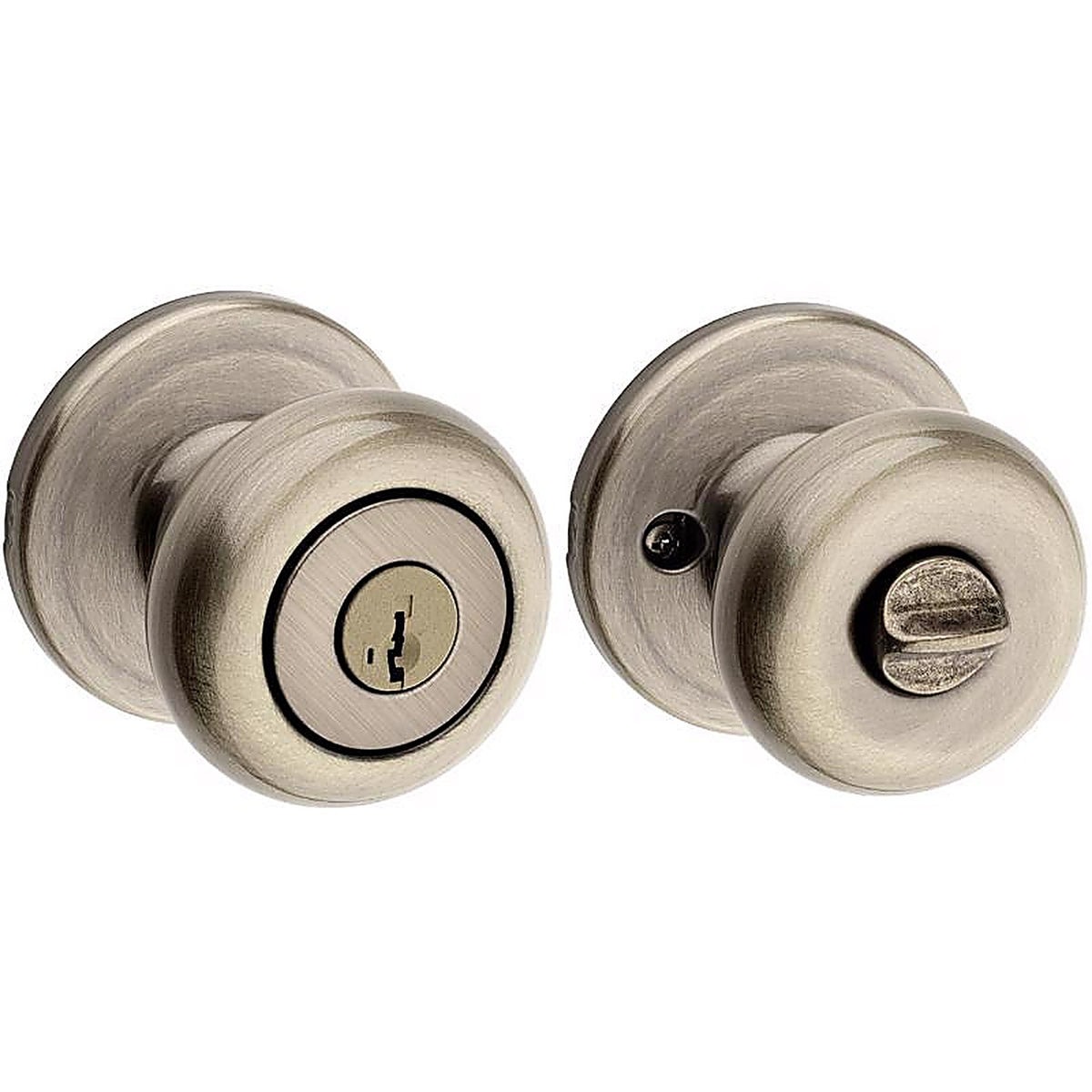 Kwikset 97402-735 SmartKey Juno Antique Brass Entry Lockset ANSI/BHMA Grade 2 KW1 1-3/4 in.
