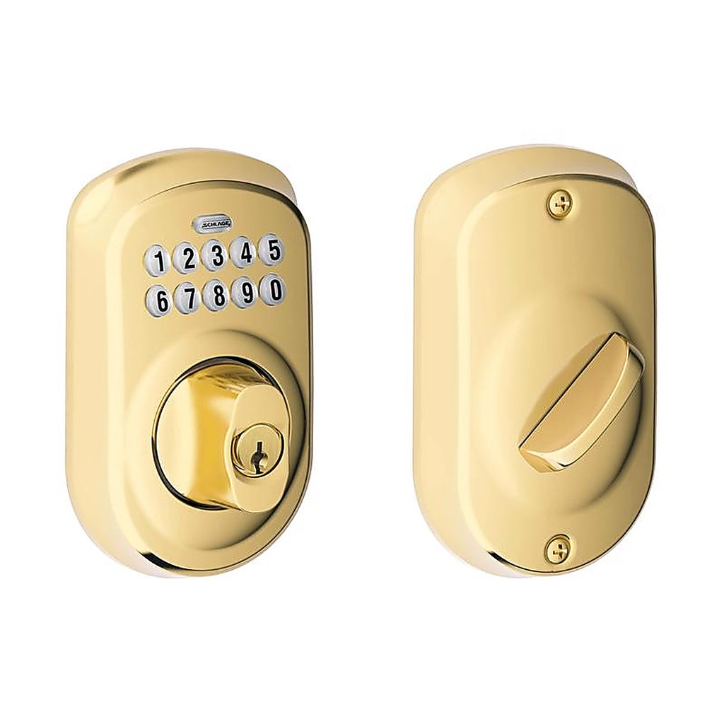 Schlage BE365VPLY505 Bright Brass Steel Electronic Deadbolt