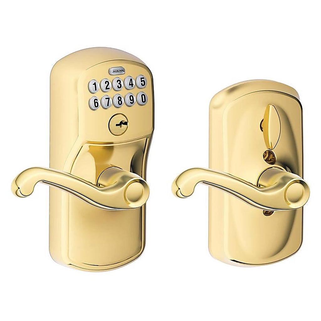 Schlage FE595VPLYFLA505 Bright Brass Steel Electronic Keypad Entry Lock