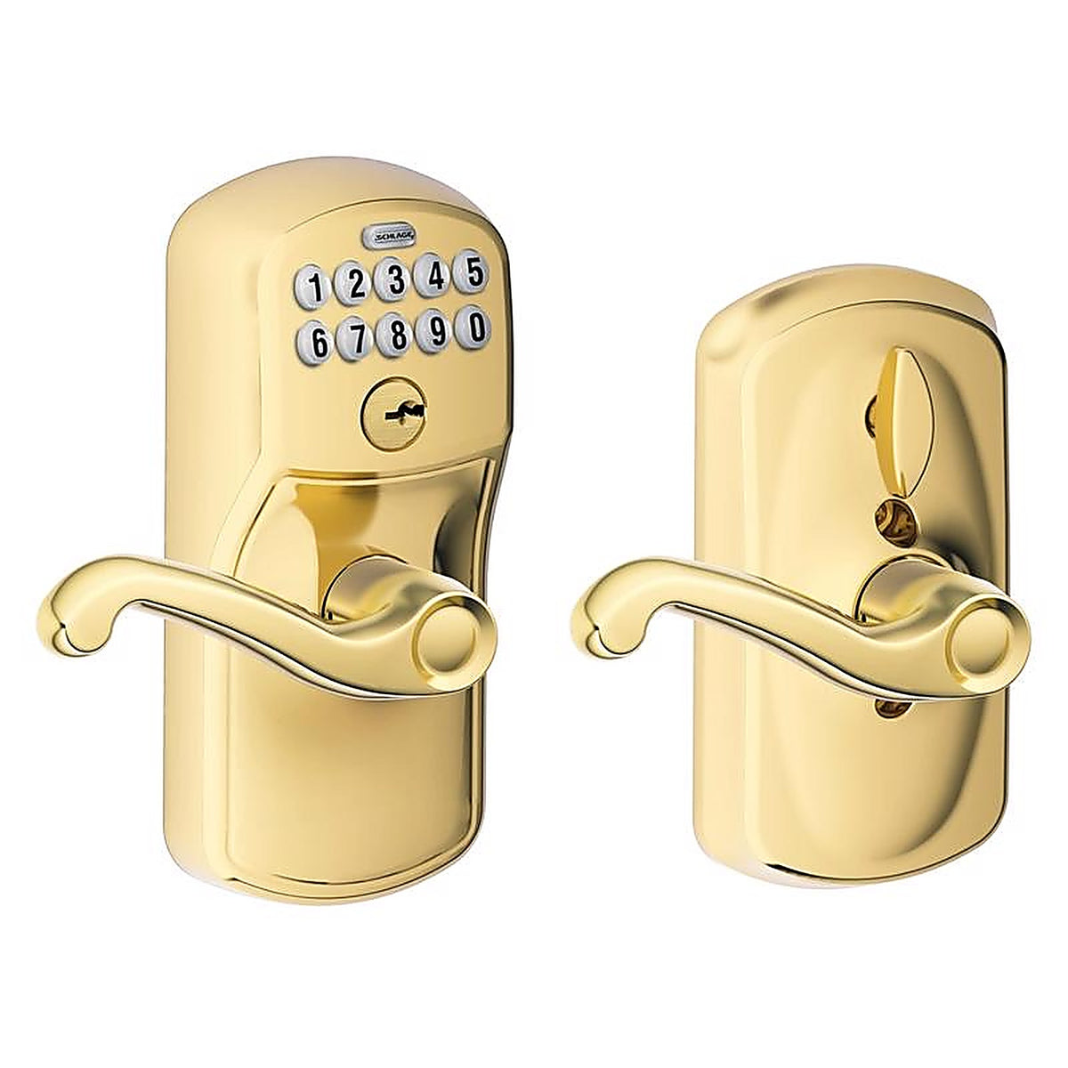 Schlage FE595VPLYFLA505 Bright Brass Steel Electronic Keypad Entry Lock