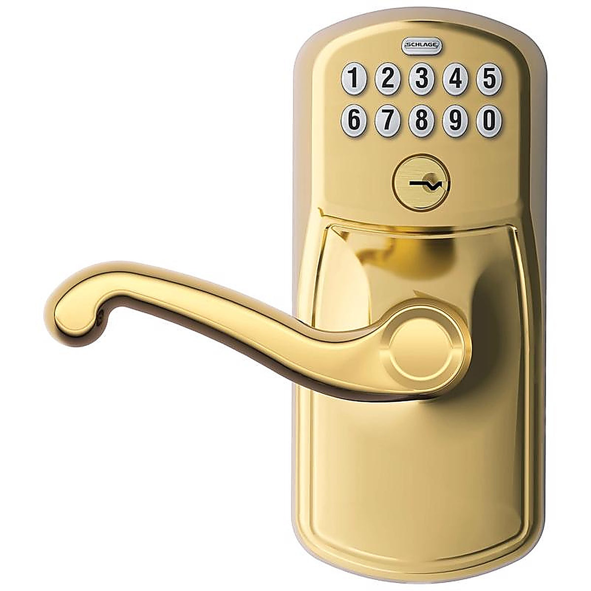 Schlage FE595VPLYFLA505 Bright Brass Steel Electronic Keypad Entry Lock