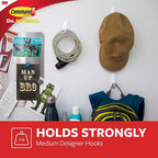 3M 17081ES Command Medium Plastic Designer Hooks 3-1/8 in. L 2/Pack