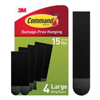 3M 17206BLK-ES Command Black Picture Hanging Strips 16 lb. 4/Pack