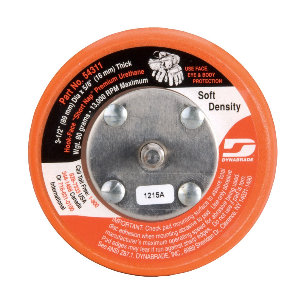 DYNABRADE 54311 3-1/2in. Dia. Non-Vacuum Disc Pad, Hook-Face, Short Nap