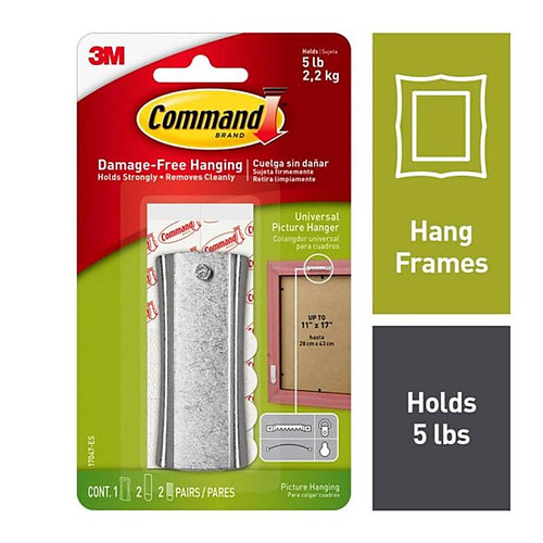 3M 17047-ES Command Silver Picture Hanger 5 lb. 1/Pack