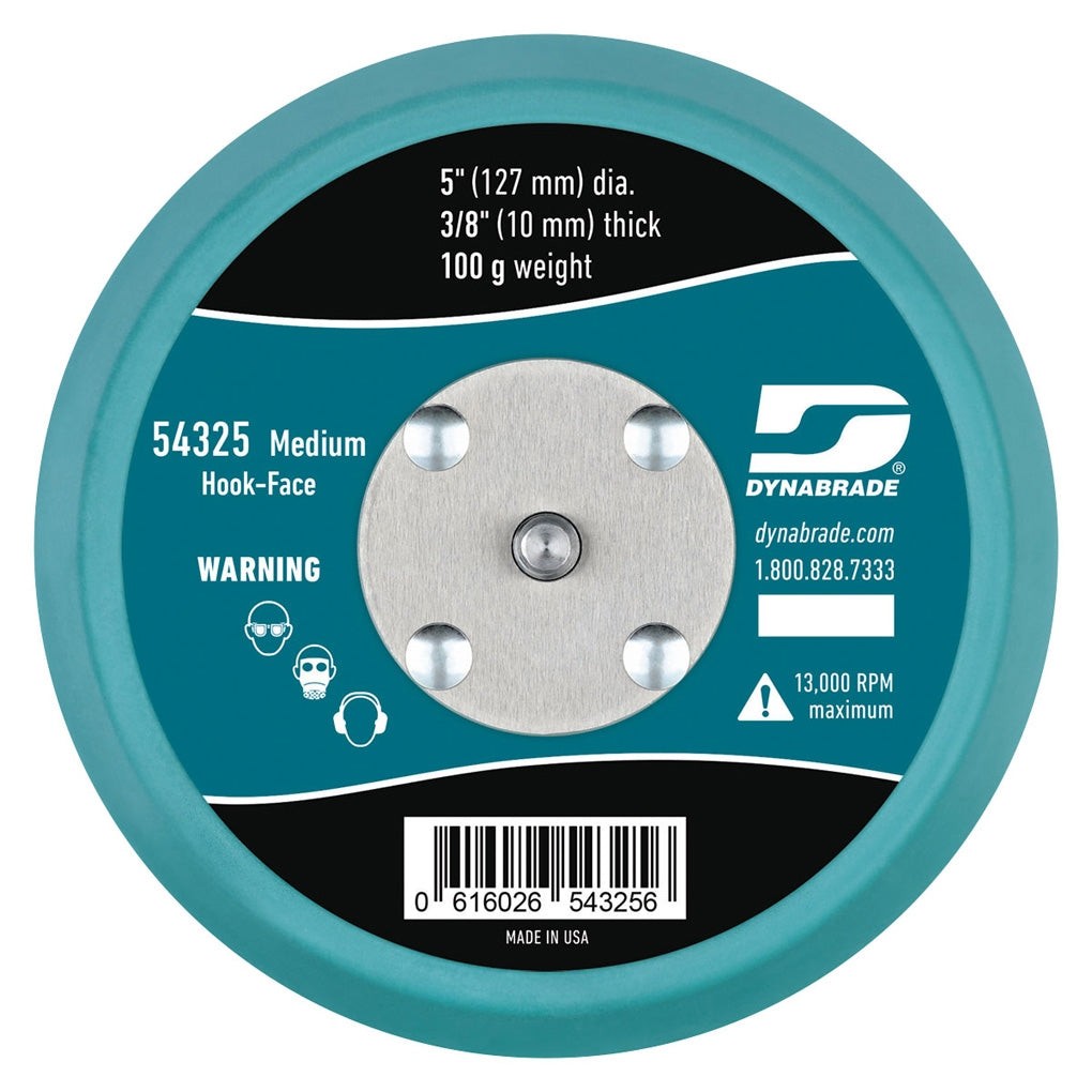 DYNABRADE 54325 5in. Dia. Non-Vacuum Disc Pad, Hook-Face, Short Nap