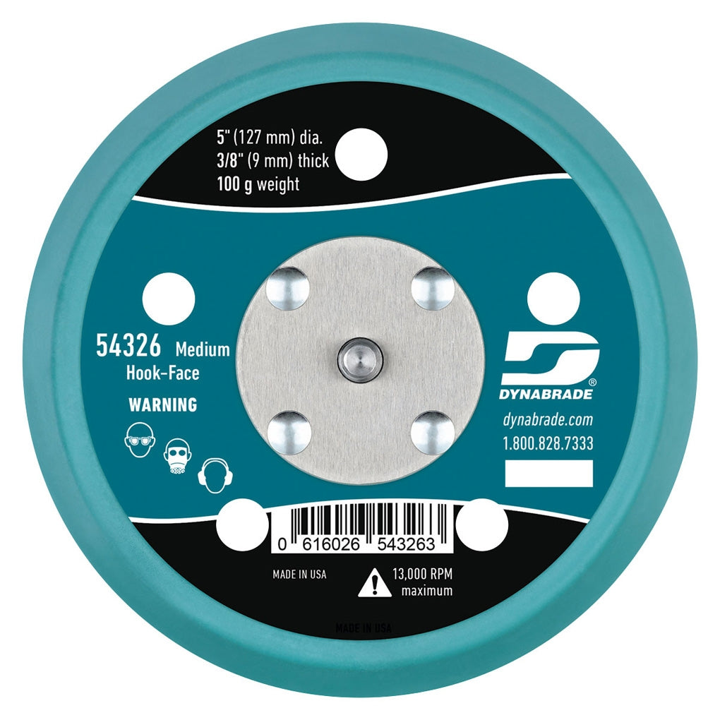 DYNABRADE 54326 5in. Dia. Vacuum Disc Pad, Hook-Face, Short Nap