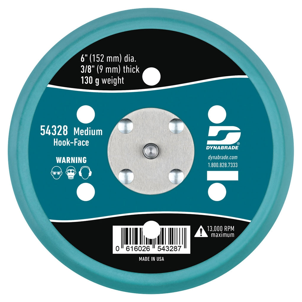 DYNABRADE 54328 6in. Dia. Vacuum Disc Pad, Hook-Face, Short Nap