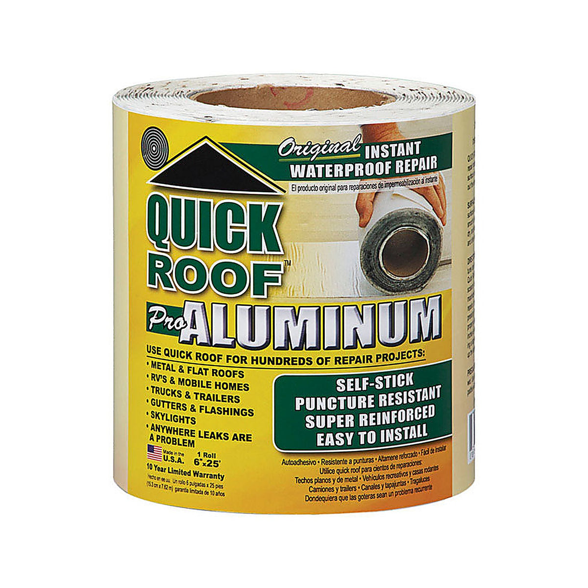Quick Roof - QR625 - 6 In. W X 25 Ft. L Aluminum Self Stick Waterproof Repair Kit Silver