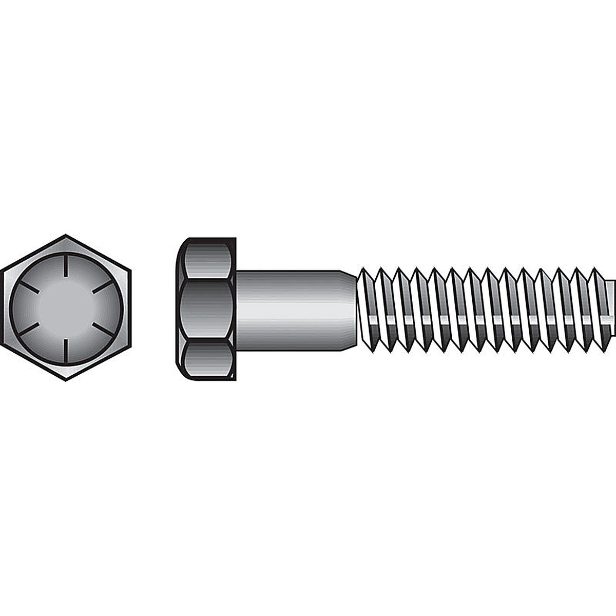 Hillman 220015 1/4 in. Dia. x 1 in. L Heat Treated Steel Hex Head Cap Screw 100/Pack