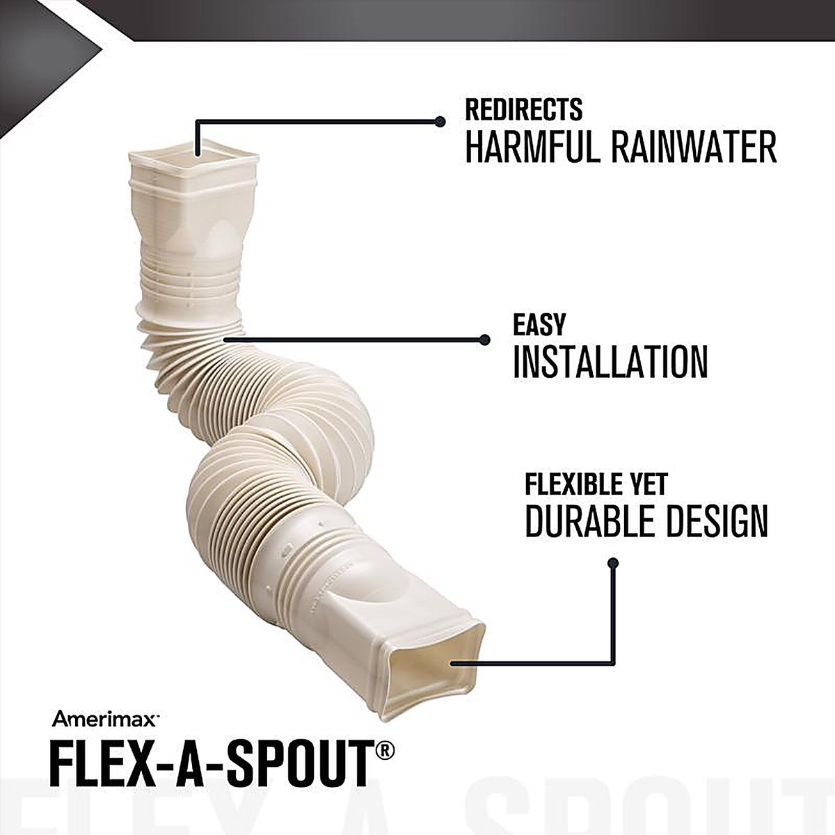 Amerimax - 85014 - Flex-A-Spout 4.5 In. H X 4.5 In. W X 55 In. L Tan Vinyl Downspout Extension