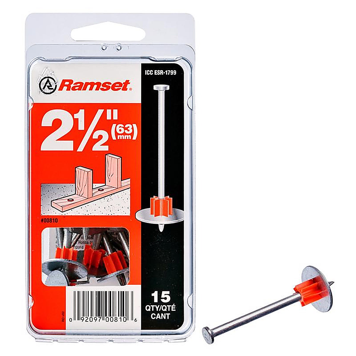 Ramset 810 .3 in. Dia. x 2-1/2 in. L Steel Round Head Anchor Bolts 15/Pack