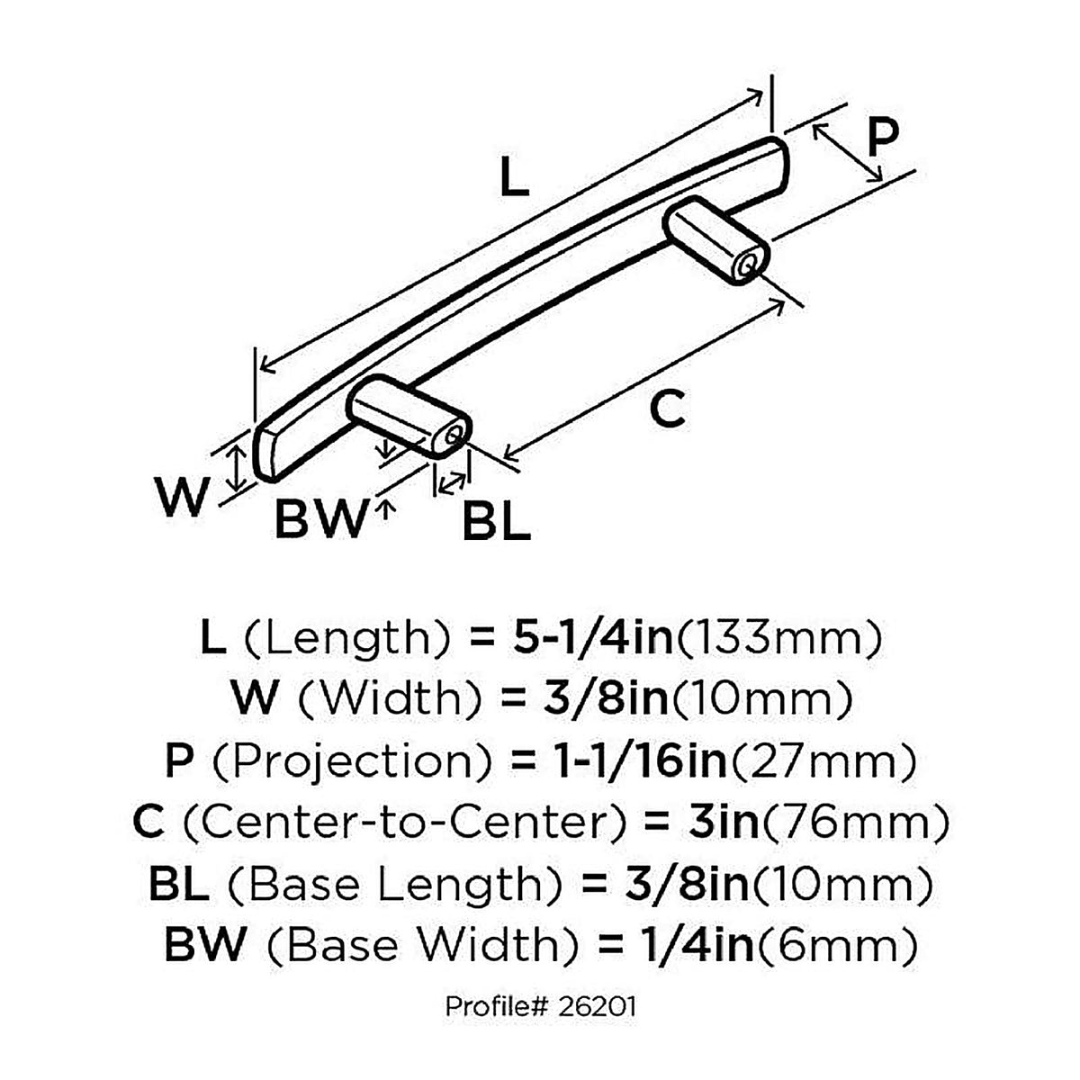 Amerock - BP26201G10 - Cyprus Contemporary Arch Cabinet Pull 3 In. Satin Nickel Silver 1 Pack