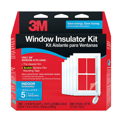 3M 2141W6 Clear Plastic Window Insulation Kit 17.5 ft. L x 0.75 mil