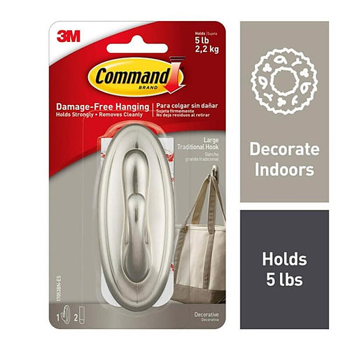 3M 17053BN-ES Large Plastic Decorative Hooks 6.75 in. L 1/Pack