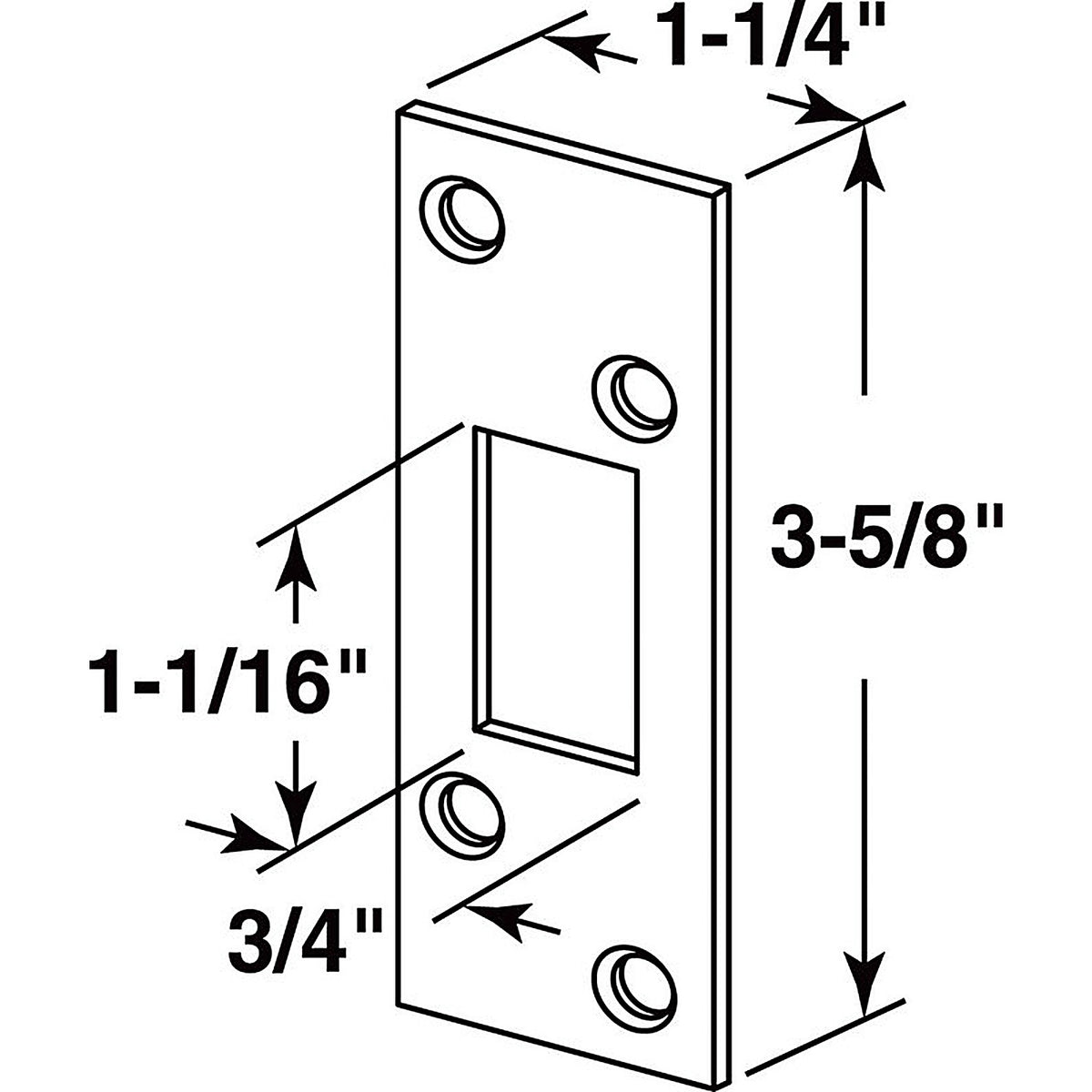 Prime-Line E2461 3.625 in. H x 1.25 in. L Satin Nickel Steel High Security Deadbolt Strike