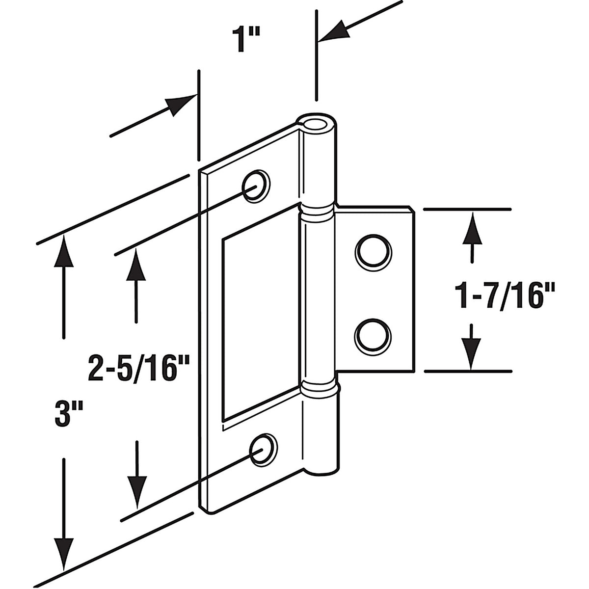 Prime-Line - N 7273 - 3 in. L Satin Nickel Bi-fold Door Hinge 2 pk
