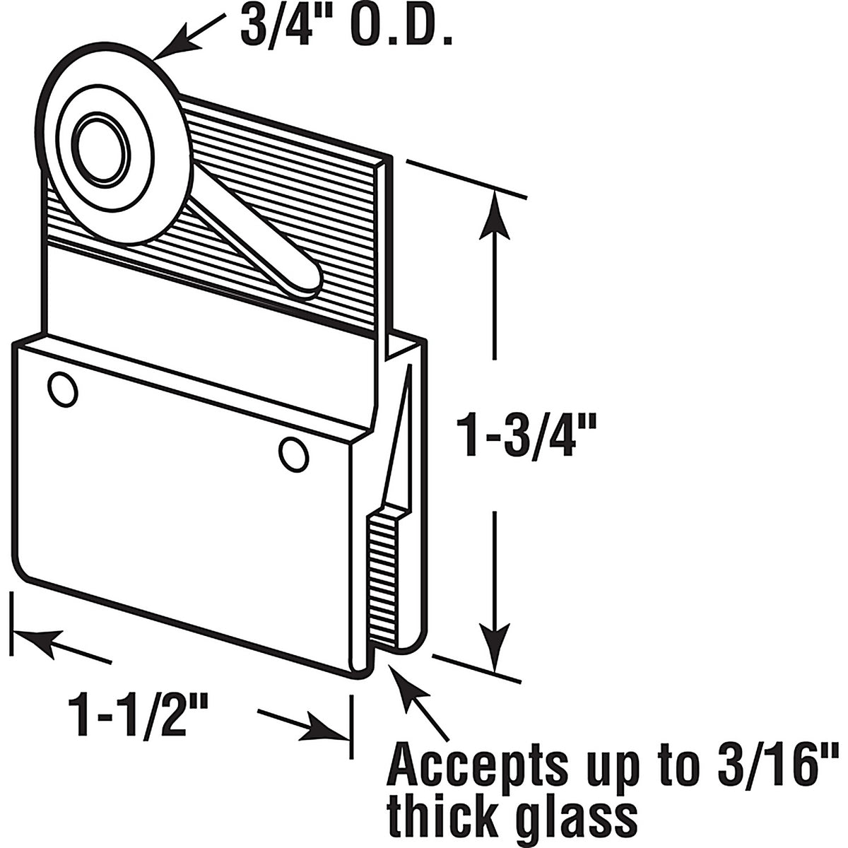 Prime-Line - M 6145 - 3/4 in. D X 1.75 in. L Aluminum/Nylon Roller Assembly 2 pk