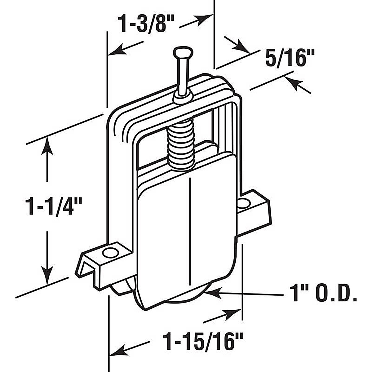 Prime-Line - B 691 - 1 in. D X 1/5 in. L Mill Nylon Roller Assembly 2 pk