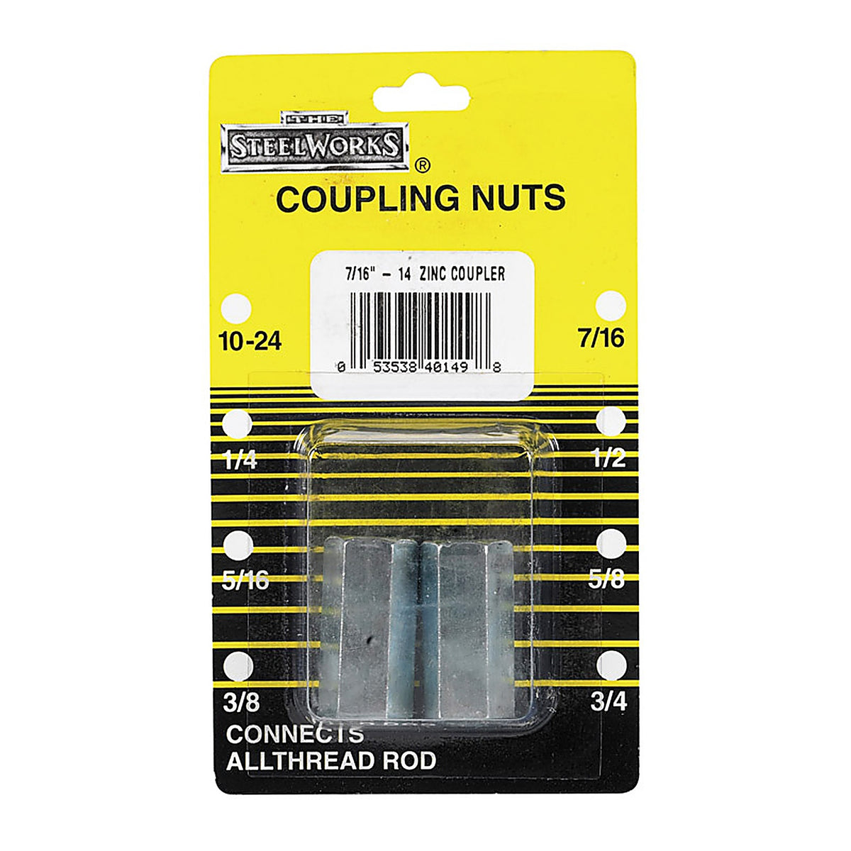 Boltmaster 11838 7/16 inch-14 Steel Coupling Nut 2/Pack