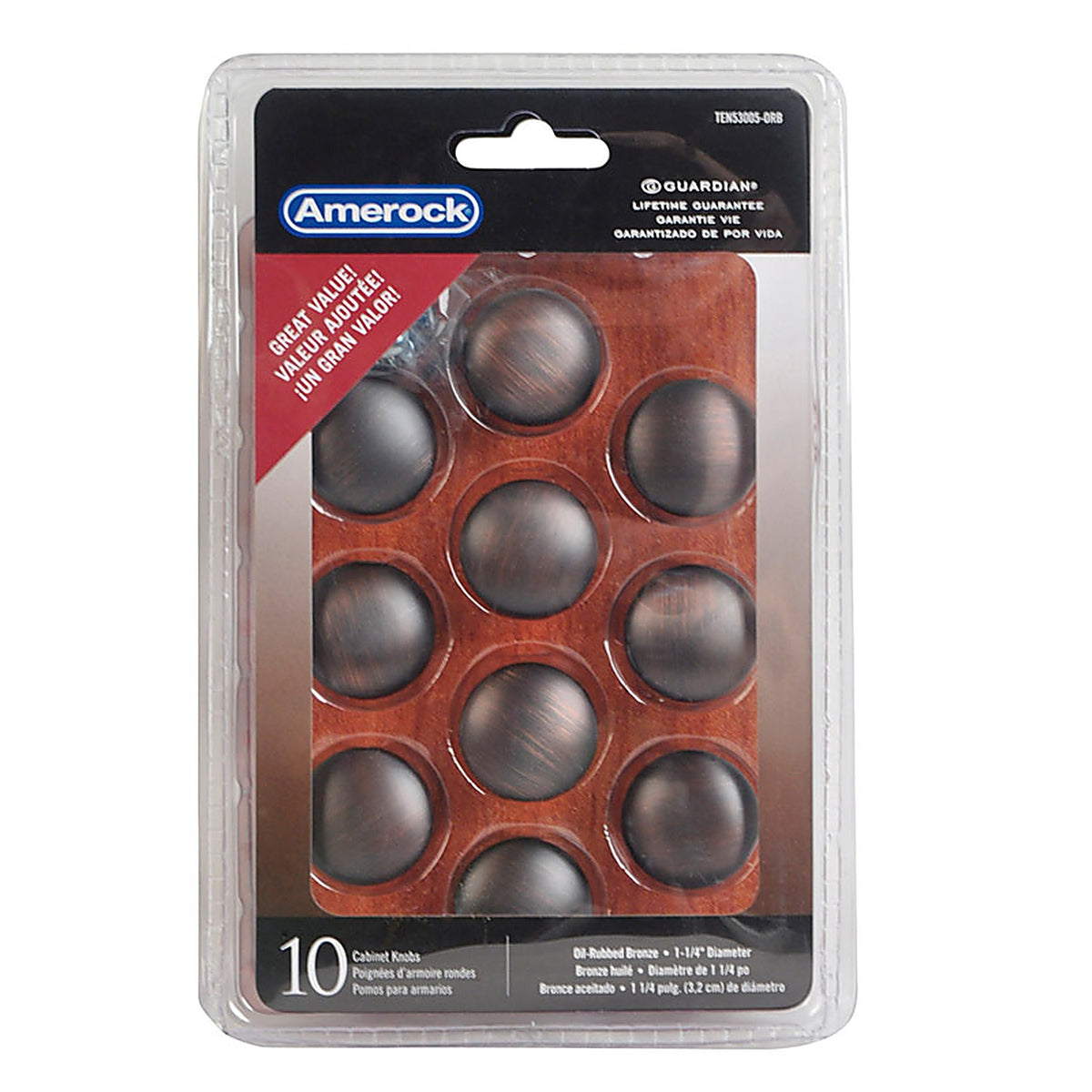 Amerock - TEN53005-ORB - Allison Round Cabinet Knob 1-1/4 In. D 1-1/8 In. Oil Rubbed Bronze 10 Pack