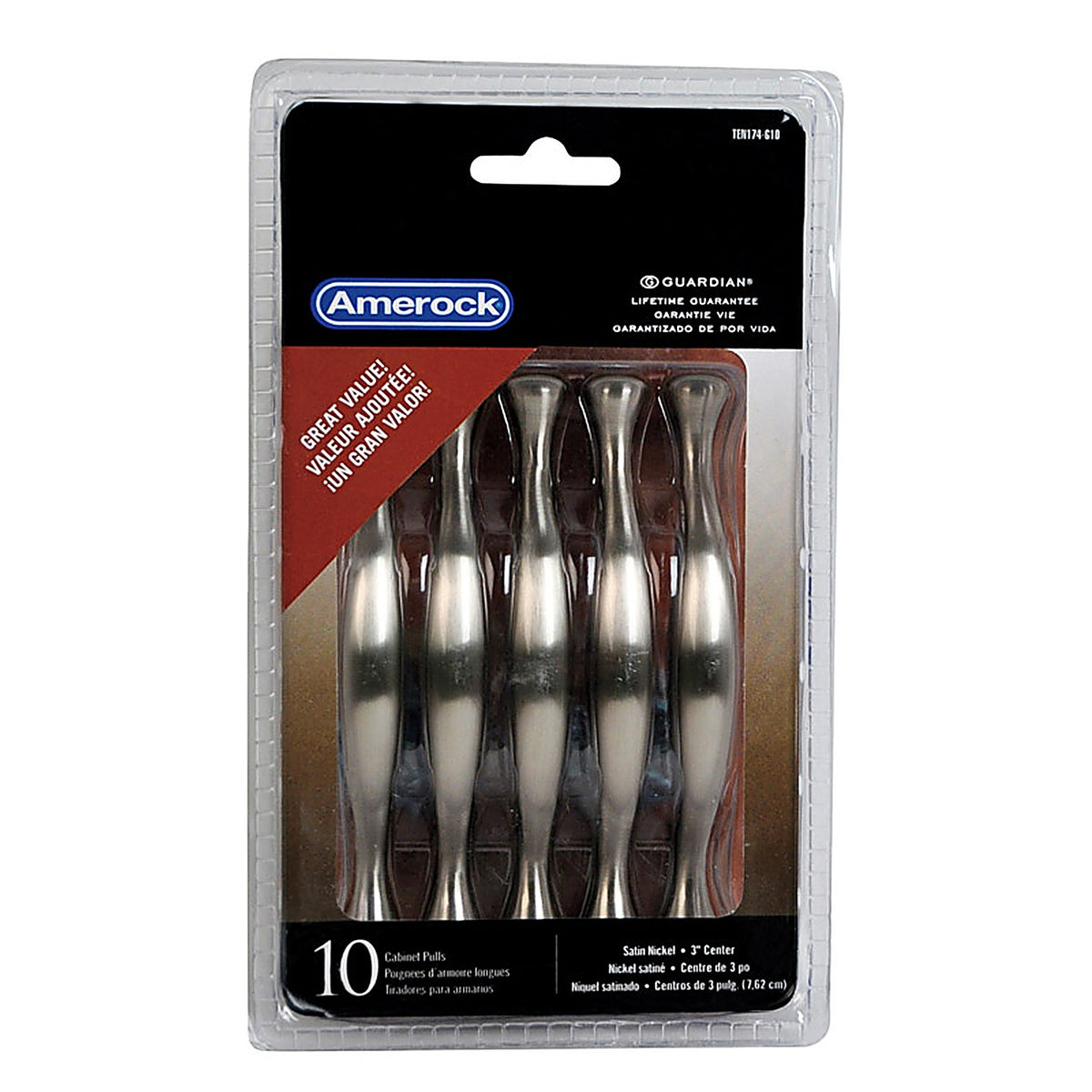 Amerock - TEN174G10 - Allison Traditional Arch Cabinet Pull 3 In. Satin Nickel Silver 10 Pack