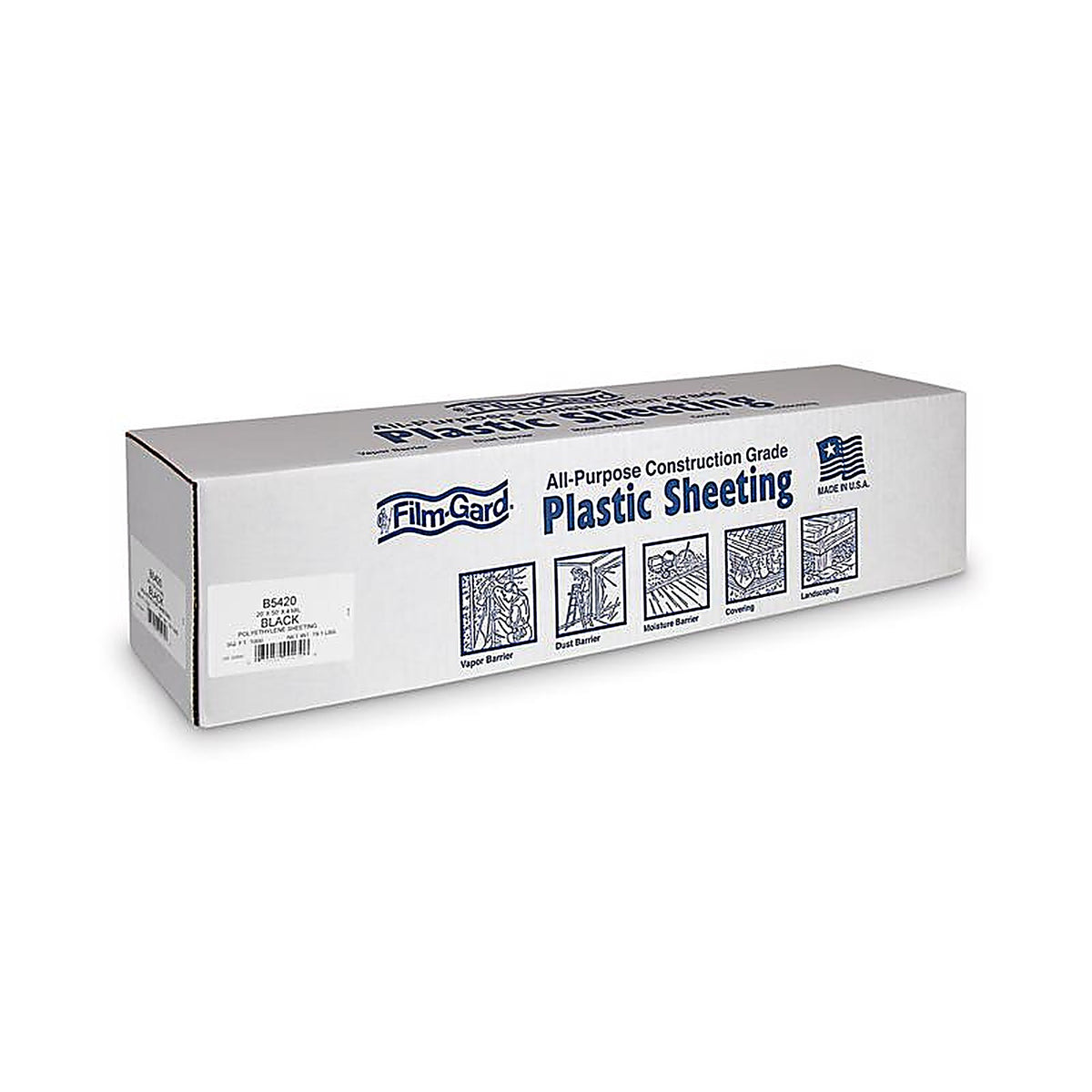 Film-Gard - 625947 - Plastic Sheeting 4 Mil X 20 Ft. W X 50 Ft. L Polyethylene Black 1 Pack