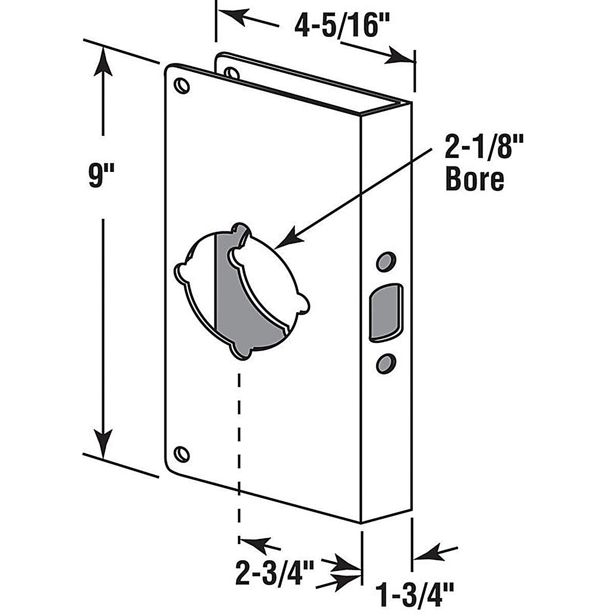 Prime-Line U9550 9 in. H x 4.31 in. L Brass-Plated Brass Lock and Door Reinforcer